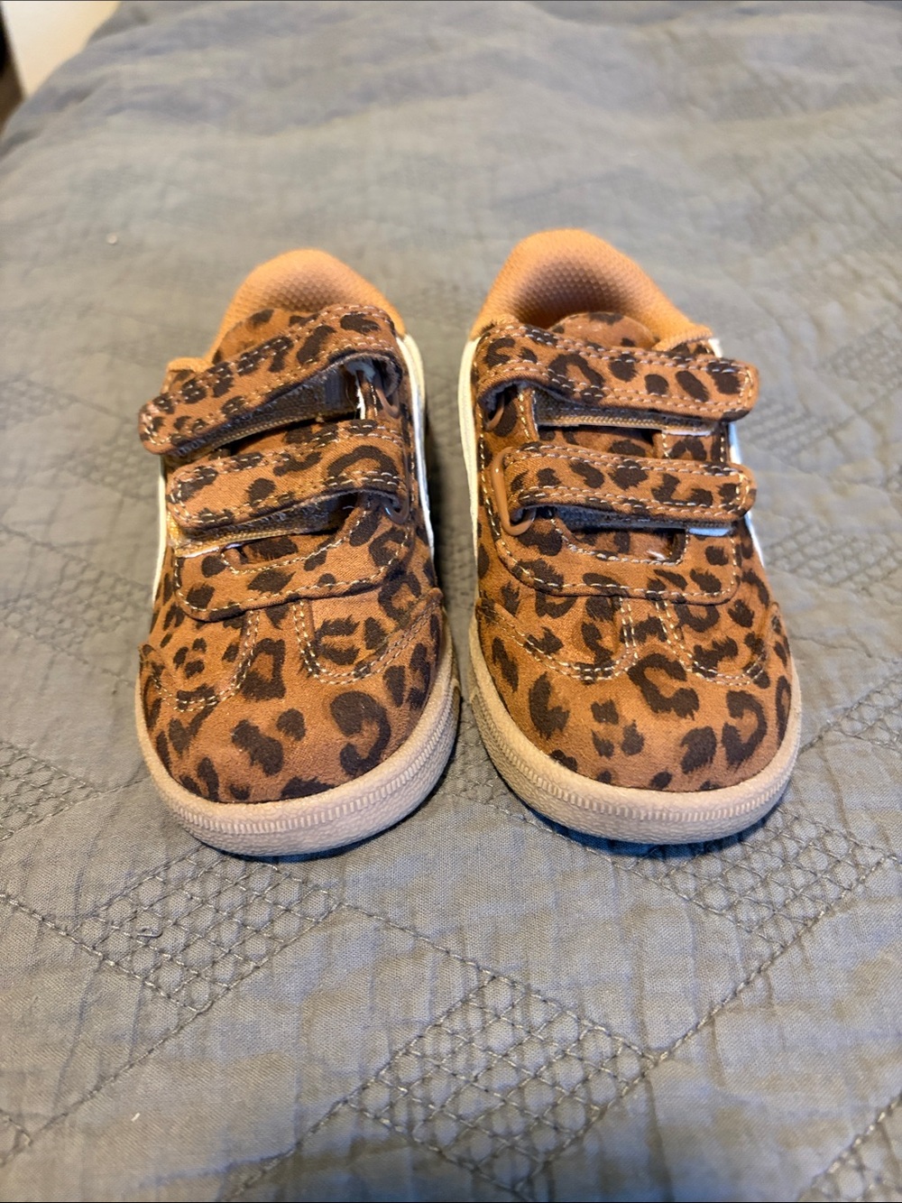 Cat & Jack Leopard Print Velcro Sneakers - Brown/Tan